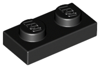 LEGO Plate 1 x 2 - Black (3023)