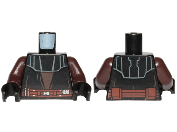 LEGO Torso SW Layered Vest with Detailed Belt, Print Front and Back Pattern (Anakin Clone Wars) / Dark Brown Arms / Black Hands - Black (973pb3287c01)