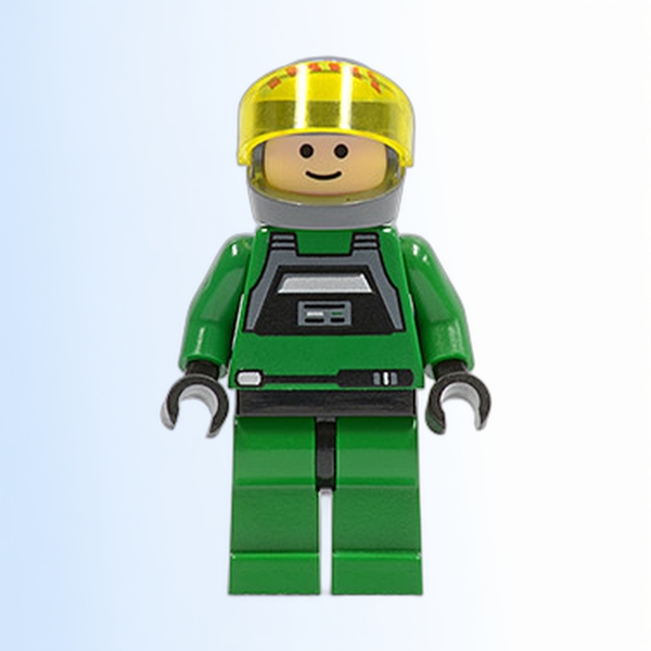 Rebel Pilot A-wing - Light Nougat Head, Trans-Yellow Visor, Green Jumpsuit - sw0031b