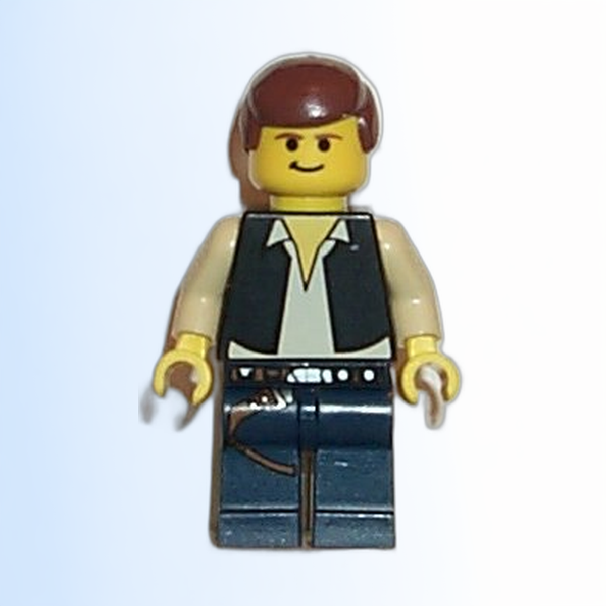 Han Solo - Yellow Head, Black Vest over Tan Shirt, Dark Blue Legs with Belts - sw0111