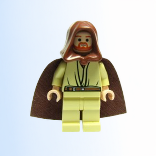 Qui-Gon Jinn - Light Nougat Head, Brown Hood and Cape - sw0172