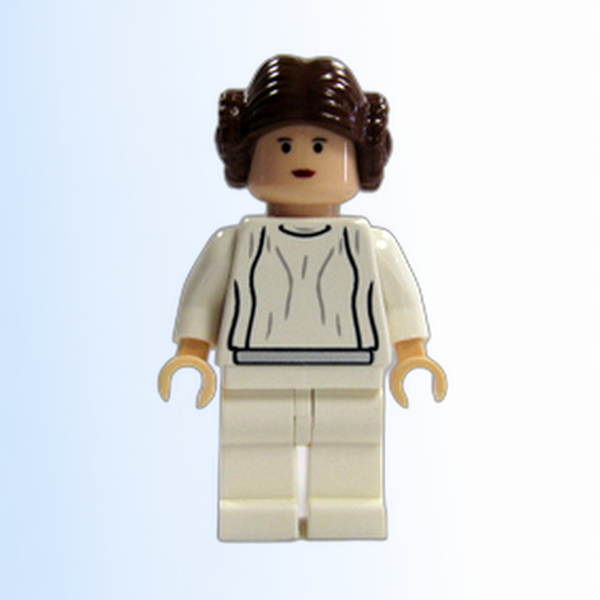 Princess Leia - White Dress, Simple Belt, Small Eyes, Textured Hair - sw0175