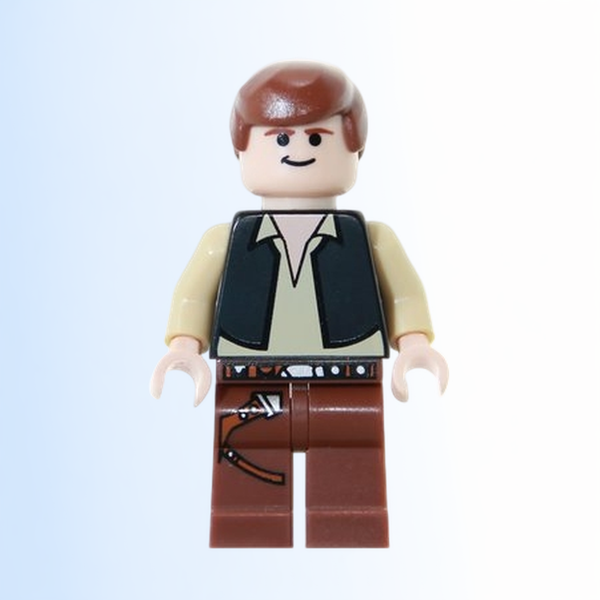 Han Solo - Black Vest over Tan Shirt, Reddish Brown Legs with Belts, Black Eyes - sw0179