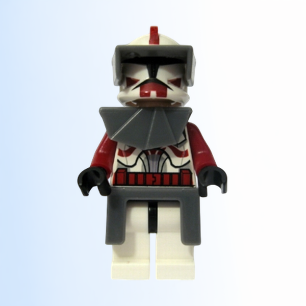 Clone Trooper Commander Fox, Coruscant Guard (Phase 1) - Dark Bluish Gray Visor, Pauldron, and Kama, Large Eyes (Undetermined Type) - sw0202