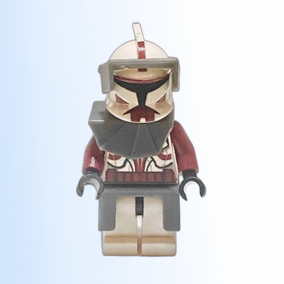 Clone Trooper Commander Fox, Coruscant Guard (Phase 1) - Dark Bluish Gray Visor, Pauldron, and Kama, Large Eyes, without Solid Light Bluish Gray Semicircle above Belt - sw0202b