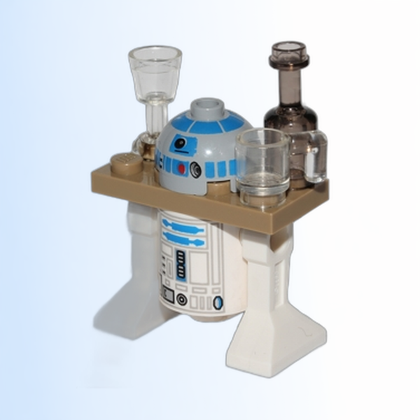 Astromech Droid, R2-D2 - Dark Tan Serving Tray, Light Bluish Gray Head - sw0217a