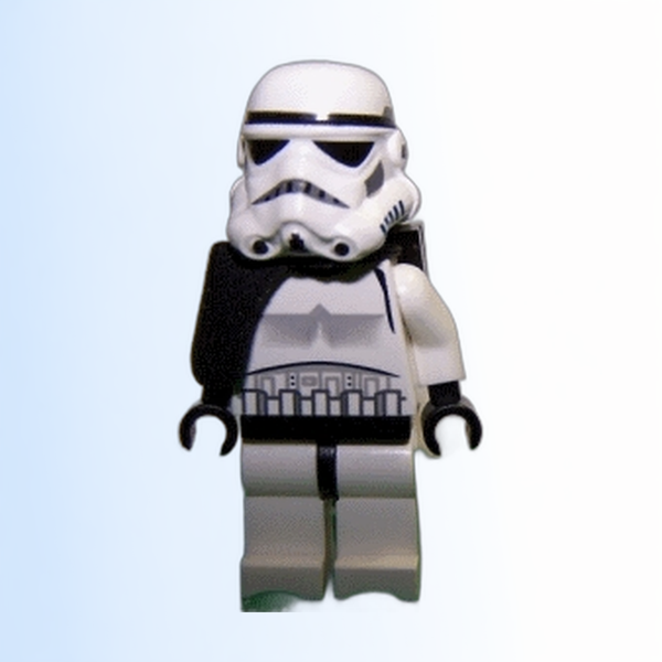 Sandtrooper - Black Pauldron (Solid), Survival Backpack, No Dirt Stains, Helmet with Dotted Mouth Pattern and Solid Black Head - sw0271