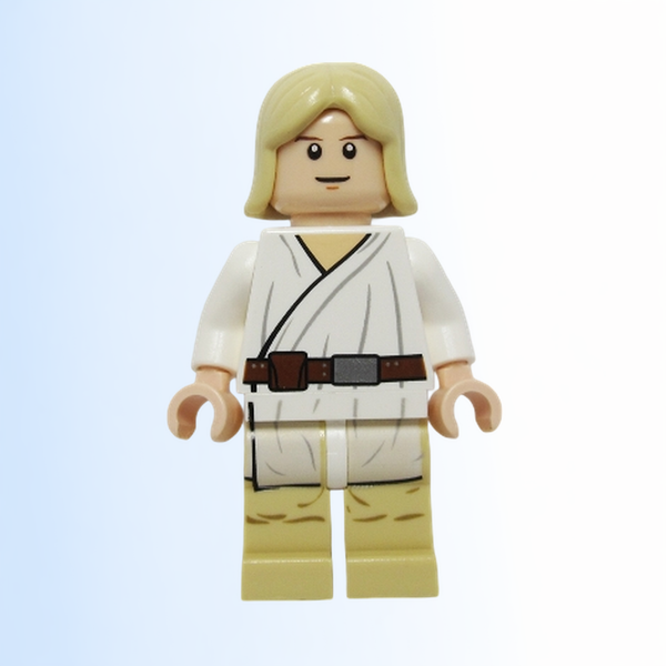Luke Skywalker - Tatooine, Light Nougat, Long Hair, White Tunic, Tan Legs, White Glints - sw0273