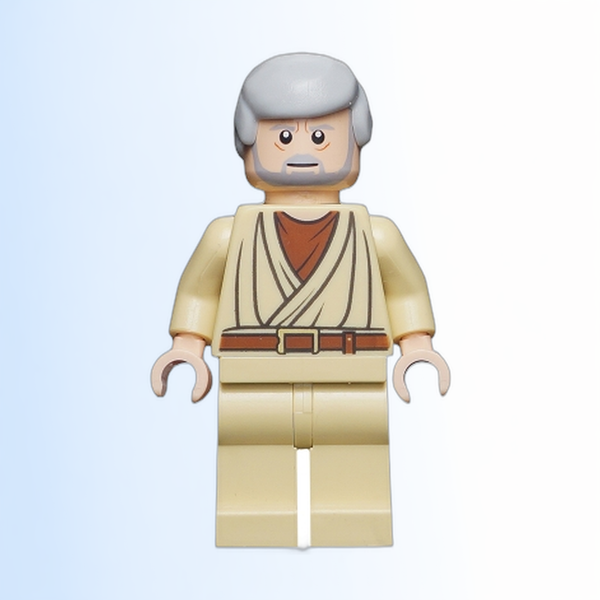 Obi-Wan Kenobi - Old, Light Bluish Gray Hair and Beard, Eyes with Glints - sw0274