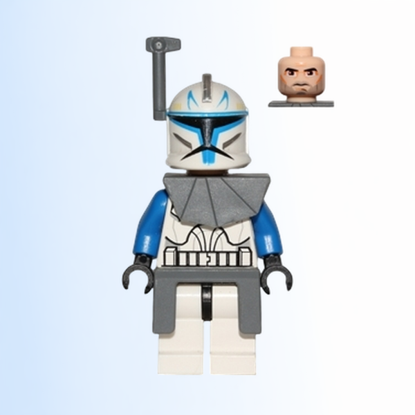 Clone Trooper Captain Rex, 501st Legion (Phase 1) - Dark Bluish Gray Rangefinder, Pauldron, and Kama, Large Eyes - sw0314