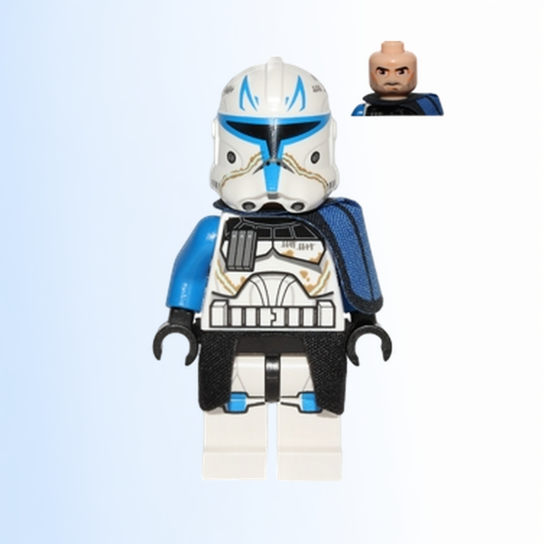 Clone Trooper Captain Rex, 501st Legion (Phase 2) - Blue Cloth Pauldron, Black Cloth Kama, Large Eyes - sw0450