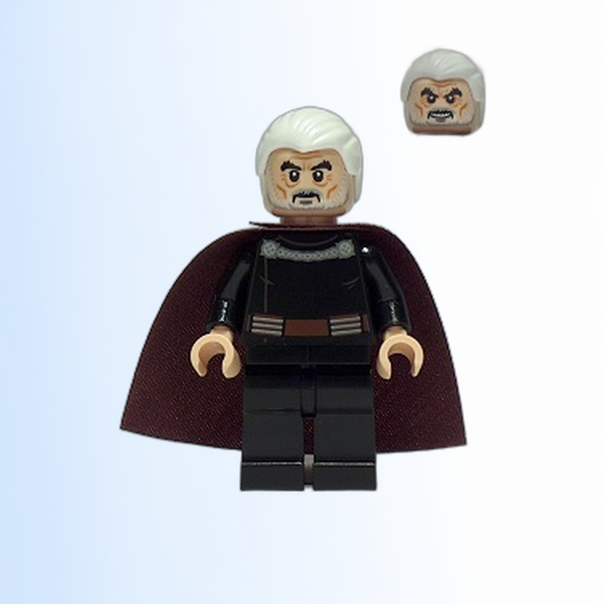 Count Dooku - White Combed Hair, Reddish Brown Cape, Frown / Angry - sw0472
