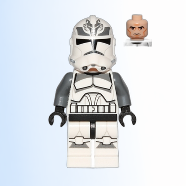 Clone Trooper, 104th Battalion 'Wolfpack' (Phase 2) - Dark Bluish Gray Markings, Large Eyes - sw0537