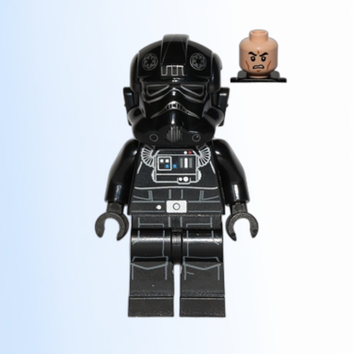Imperial TIE Fighter Pilot - Light Nougat Head, Scowl, Silver Insignia on Helmet - sw0543