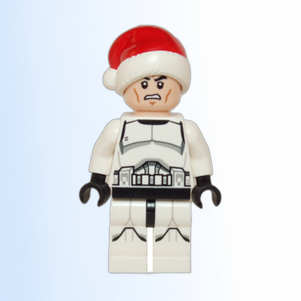 Clone Trooper - Printed Legs, Santa Hat, Scowl - sw0596
