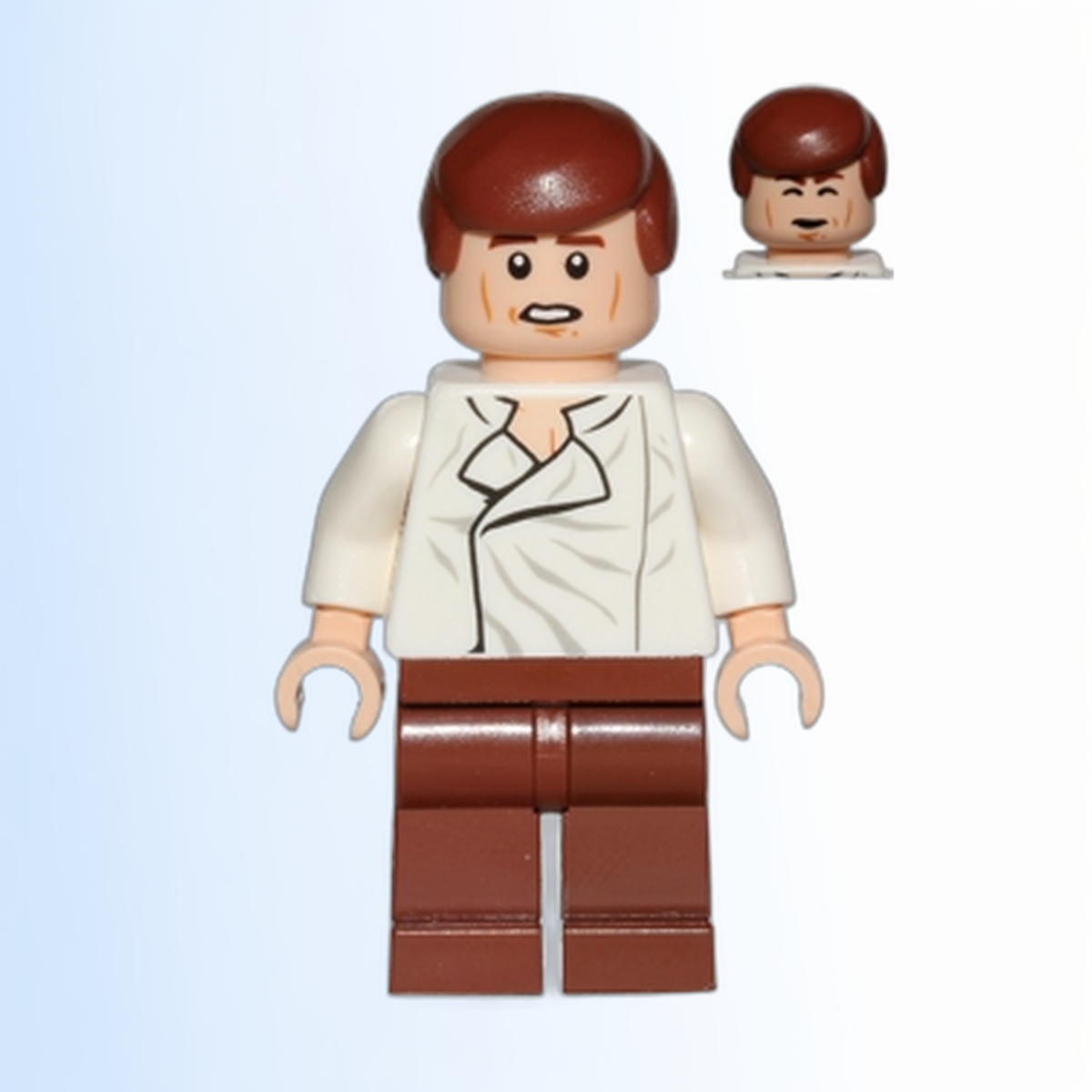 Han Solo - White Shirt with Wrinkles on Front, Reddish Brown Legs, Dual Sided Head, Cheek Lines - sw0612