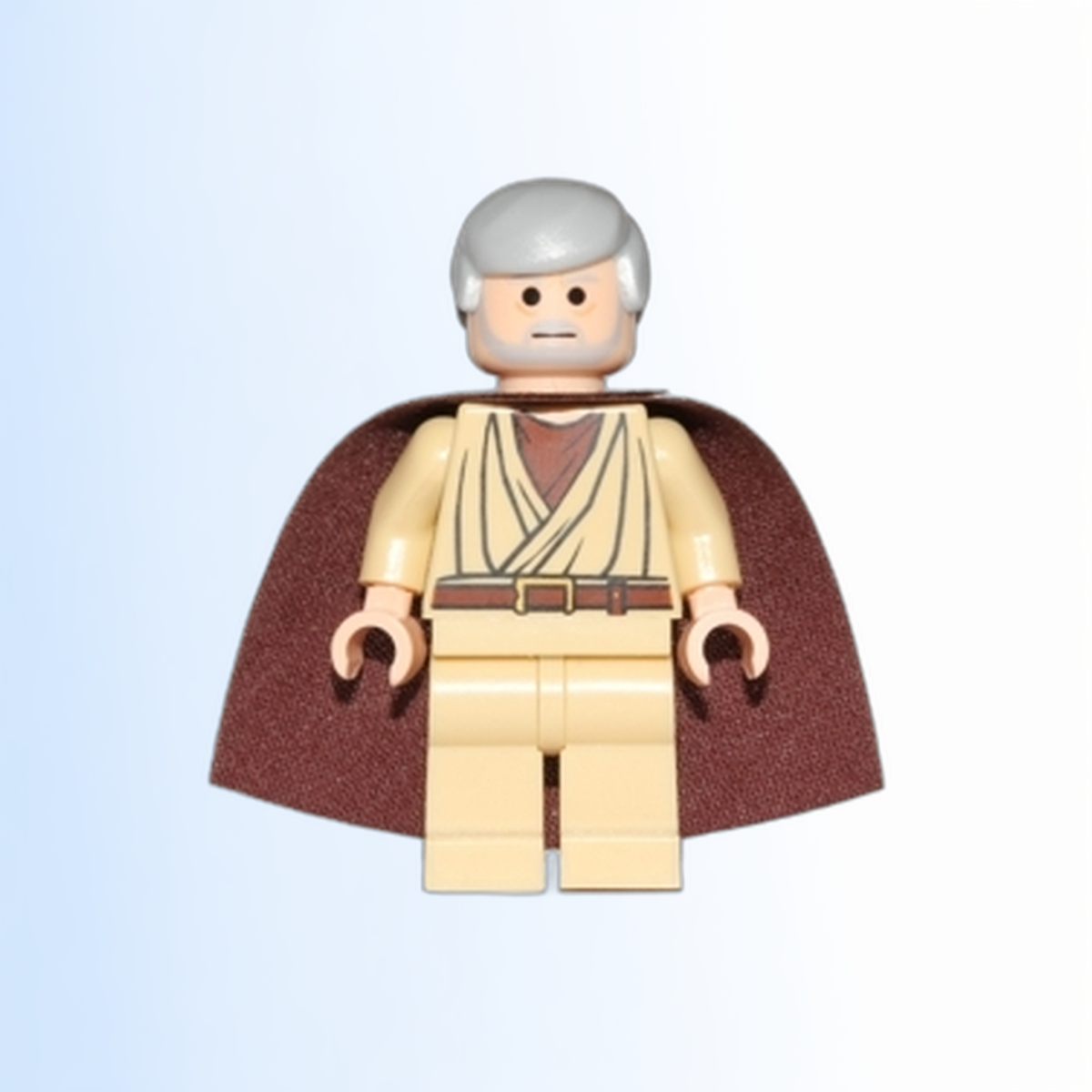 Obi-Wan Kenobi - Old, Light Bluish Gray Hair and Beard, Black Eyes, Starched Fabric Cape - sw0637