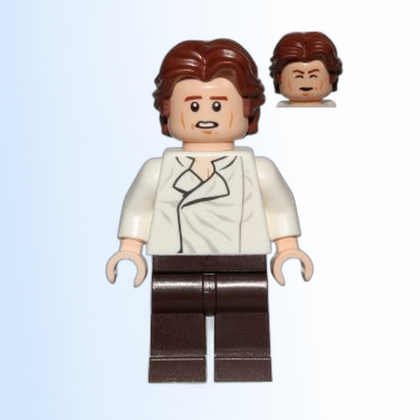 Han Solo - White Shirt with Wrinkles on Front, Dark Brown Legs, Wavy Hair - sw0823