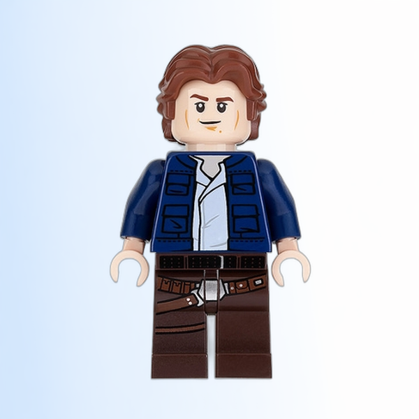 Han Solo, Dark Brown Legs with Holster Pattern, Dark Blue Jacket, Wavy Hair - sw0879