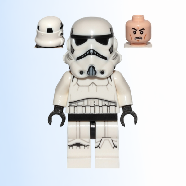 Imperial Stormtrooper - Male, Dual Molded Helmet with Black Panels on Back, Light Nougat Head, Scowl - sw0997a
