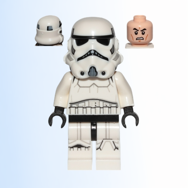 Imperial Stormtrooper - Male, Dual Molded Helmet with Light Bluish Gray Panels on Back, Light Nougat Head, Scowl - sw0997b