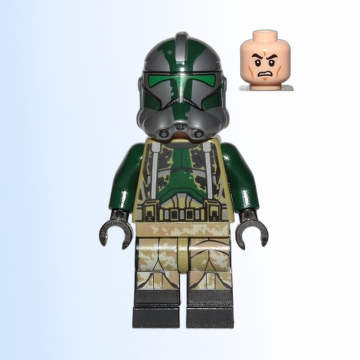 Clone Trooper Commander Gree, 41st Elite Corps (Phase 2) - Kashyyyk Camouflage, Dark Tan Markings on Legs, Scowl - sw1003