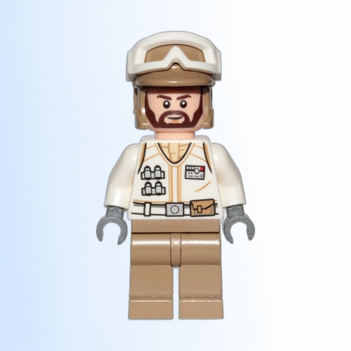 Hoth Rebel Trooper White Uniform, Dark Tan Legs (Brown Angular Beard) - sw1008