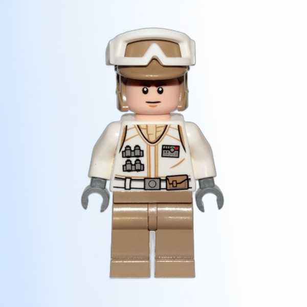 Hoth Rebel Trooper White Uniform, Dark Tan Legs (Frown) - sw1015