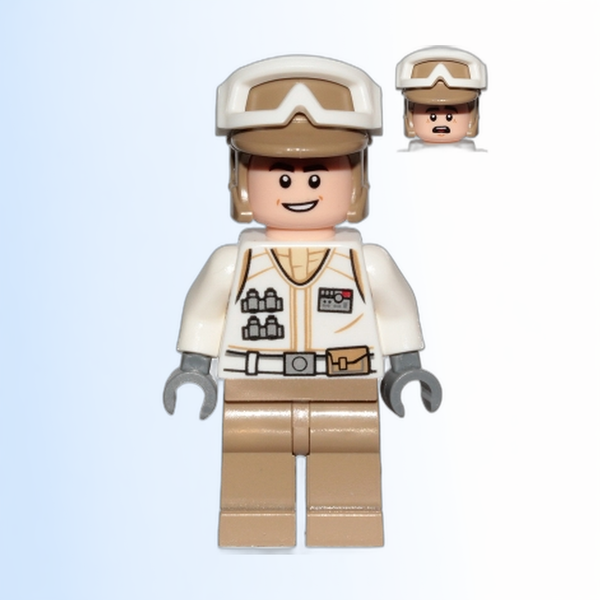Hoth Rebel Trooper White Uniform, Dark Tan Legs (Open Mouth Smile) - sw1016