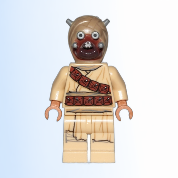 Tusken Raider - Dark Tan Head with Spikes, Diagonal Belt, Printed Legs - sw1074