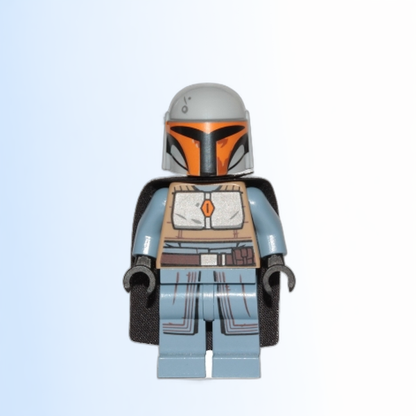 Mandalorian Tribe Warrior - Female, Black Cape, Light Bluish Gray Helmet with Antenna / Rangefinder - sw1077