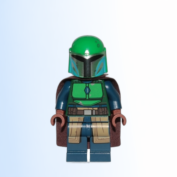 Mandalorian Tribe Warrior - Female, Dark Brown Cape, Green Helmet with Antenna / Rangefinder - sw1078