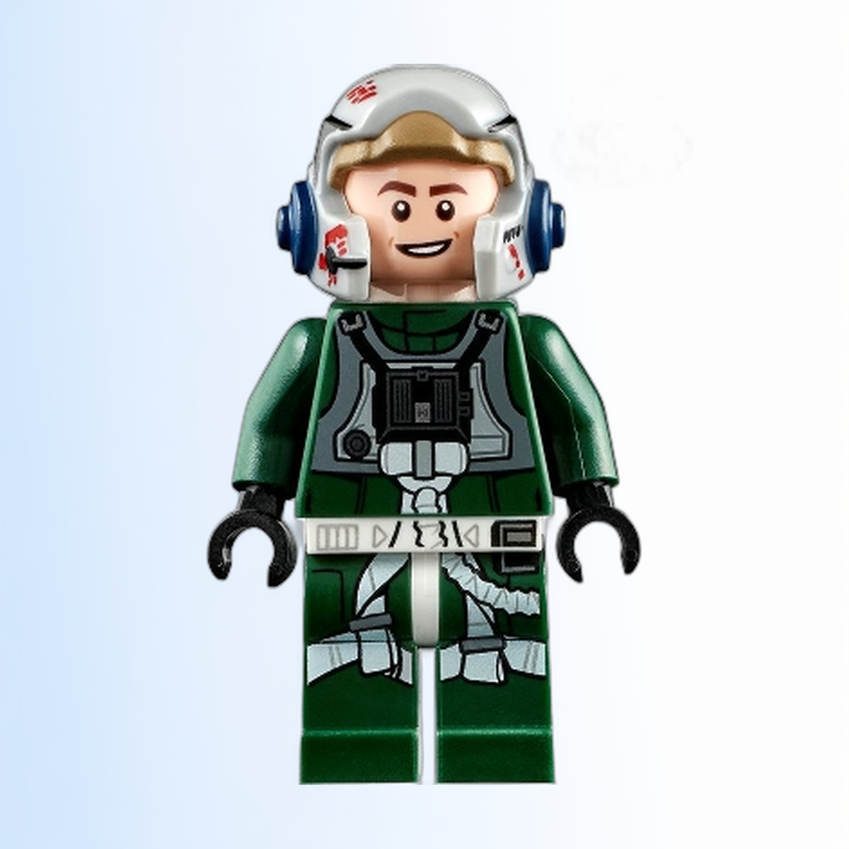 Rebel Pilot A-wing (Open Helmet, Dark Green Jumpsuit, Smile / Scared) (Arvel Crynyd) - sw1092