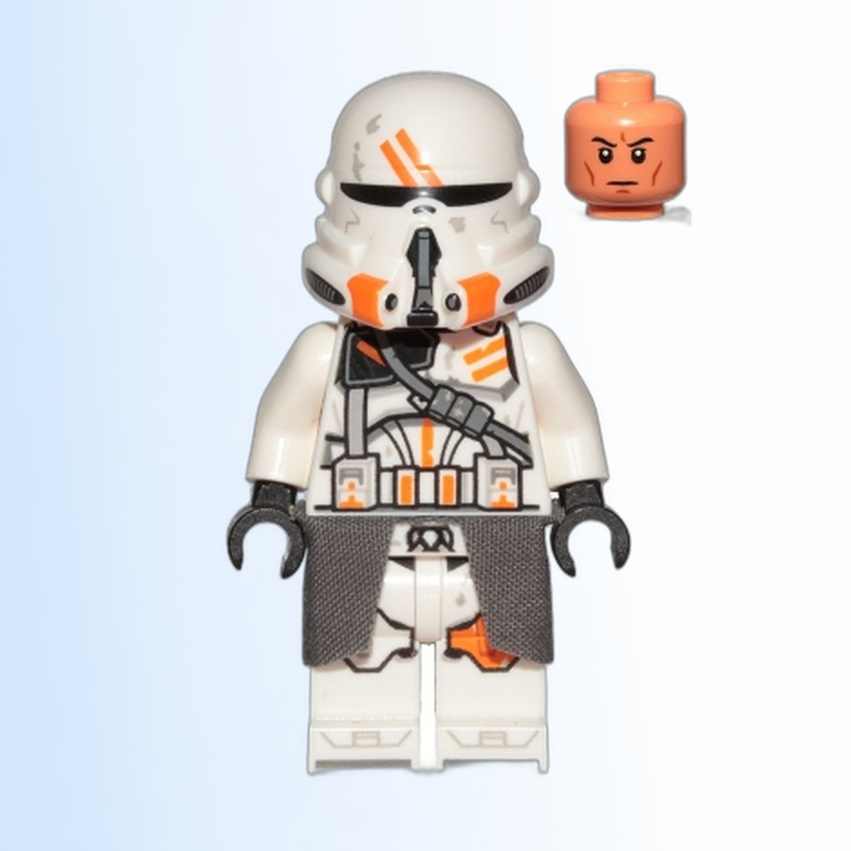 Clone Airborne Trooper, 212th Attack Battalion (Phase 2) - White Arms, Dirt Stains, Dark Bluish Gray Cloth Kama, Nougat Head - sw1100