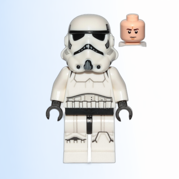 Imperial Stormtrooper - Male, Dual Molded Helmet with Light Bluish Gray Panels on Back, Light Nougat Head, Frown - sw1137