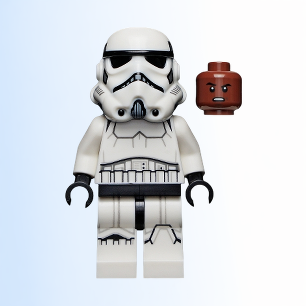 Imperial Stormtrooper - Male, Dual Molded Helmet with Light Bluish Gray Panels on Back, Reddish Brown Head, Grimace - sw1167