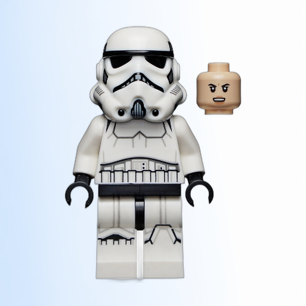 Imperial Stormtrooper - Female, Dual Molded Helmet with Light Bluish Gray Panels on Back, Light Nougat Head, Angry Smile - sw1168
