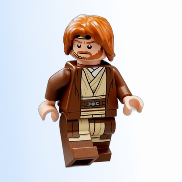 Obi-Wan Kenobi - Reddish Brown Robe, Dark Orange Mid-Length Tousled with Center Part Hair - sw1220