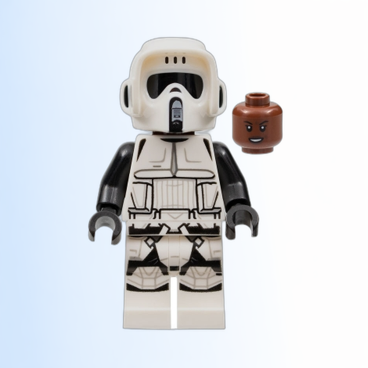 Imperial Scout Trooper - Female, Dual Molded Helmet, Reddish Brown Head, Open Mouth Smirk - sw1229
