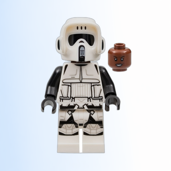 Imperial Scout Trooper - Female, Dual Molded Helmet, Reddish Brown Head, Open Mouth Smirk - sw1229