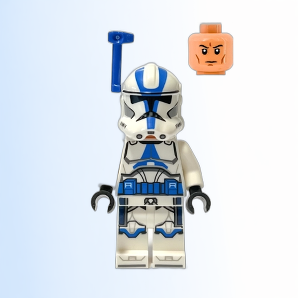 Clone Trooper Officer, 501st Legion (Phase 2) - White Arms, Blue Rangefinder, Nougat Head, Helmet with Holes - sw1246