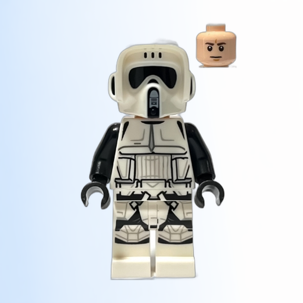 Imperial Scout Trooper - Male, Dual Molded Helmet, Light Nougat Head, Dark Brown Eyebrows, Frown - sw1265