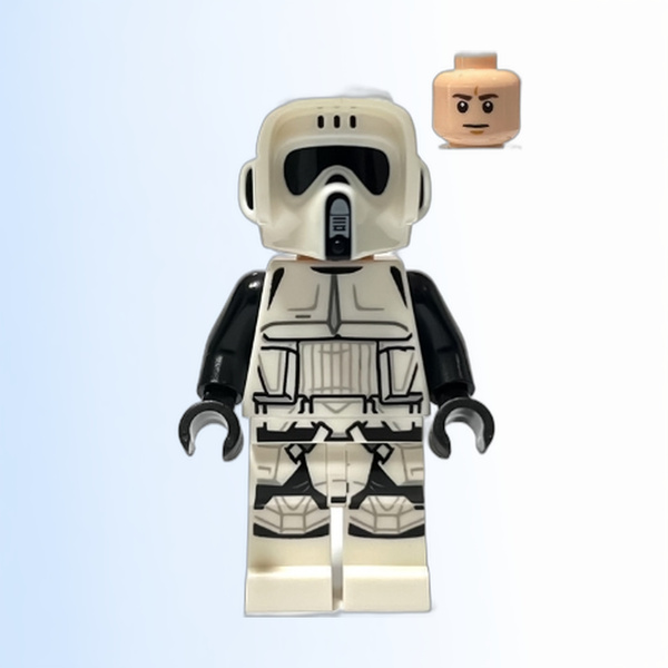 Imperial Scout Trooper - Male, Dual Molded Helmet, Light Nougat Head, Dark Brown Eyebrows, Frown - sw1265