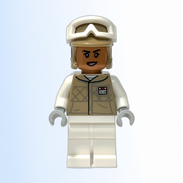Hoth Rebel Trooper Dark Tan Uniform and Helmet, White Legs, Female (Kori Zaran) - sw1313