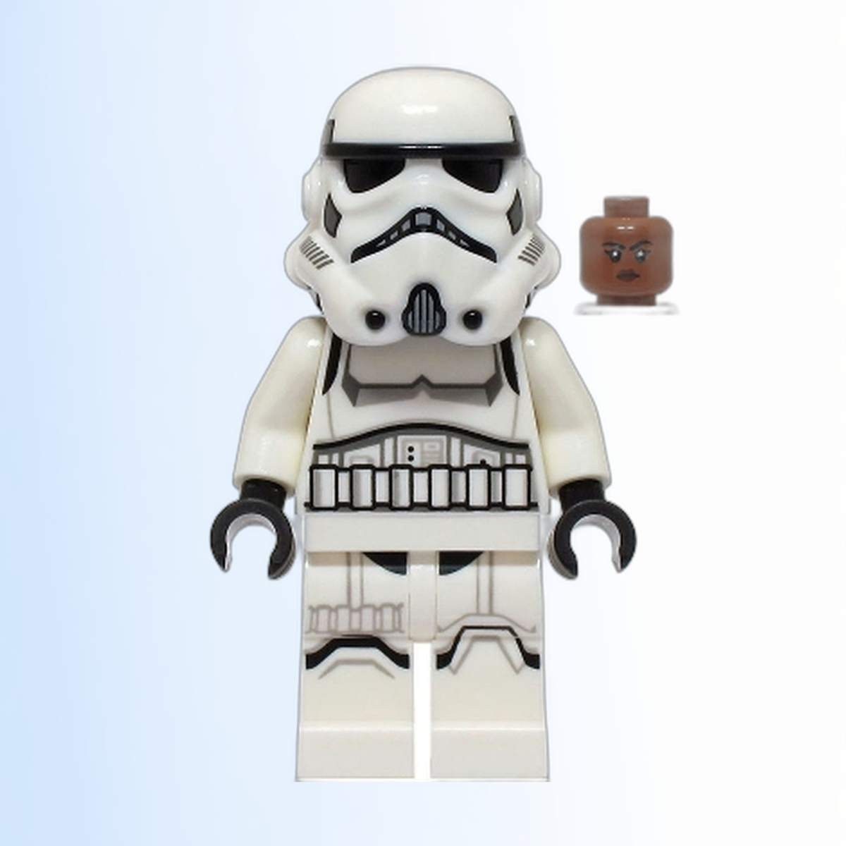 Imperial Stormtrooper - Female, Dual Molded Helmet with Light Bluish Gray Panels on Back, Shoulder Belts, Medium Brown Head - sw1326