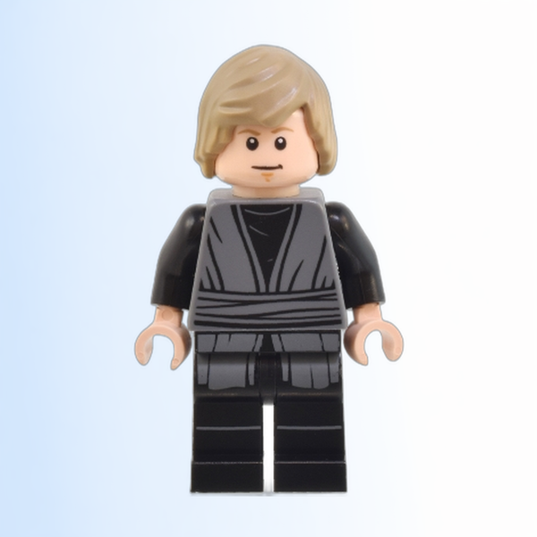 Luke Skywalker - Dark Bluish Gray Jedi Robe, Printed Legs, Hair with Side Part - sw1370