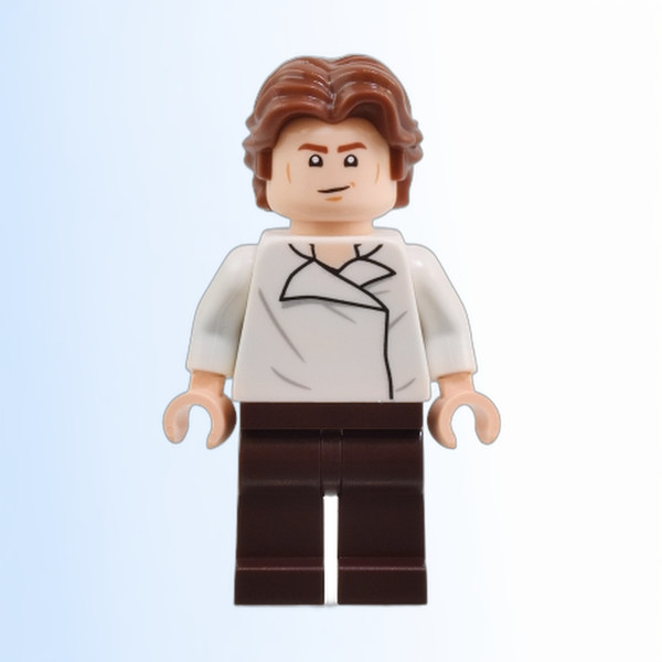 Han Solo - White Shirt with Wrinkles on Front and Back, Dark Brown Legs, Wavy Hair - sw1371