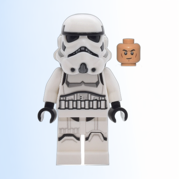 Imperial Stormtrooper - Male, Dual Molded Helmet with Light Bluish Gray Panels on Back, Shoulder Belts, Medium Nougat Head - sw1455